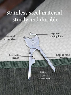 Outil pliant multifonction, ouvre - porte - clés, tournevis EDC 6 en 1 "Wildhik - Carry Key Chain" - Planète Rando