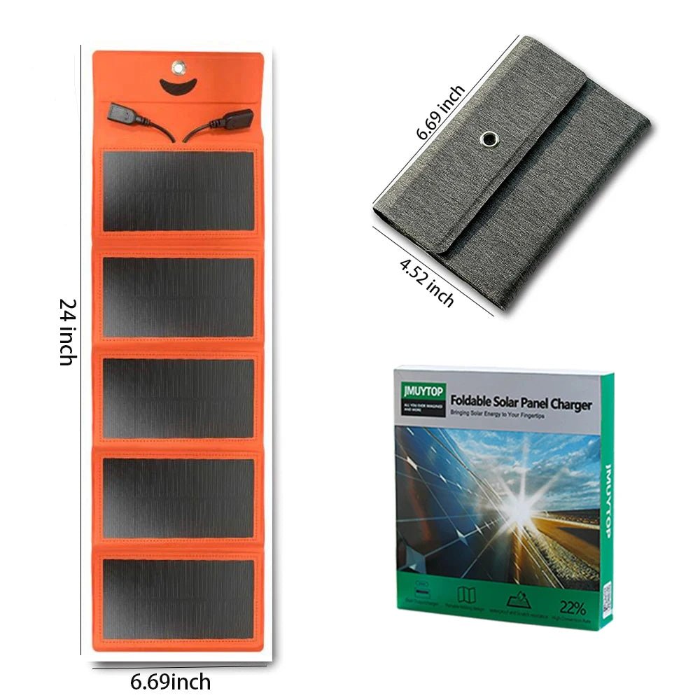Panneau solaire 5V 15W USB IPX4 pour la randonnée et le camping "JMUYTOP - Solar panel" - Planète Rando
