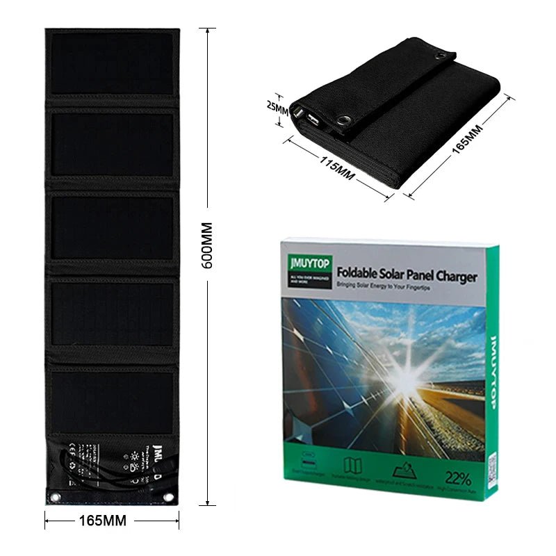 Panneau solaire 5V 15W USB IPX4 pour la randonnée et le camping "JMUYTOP - Solar panel" - Planète Rando