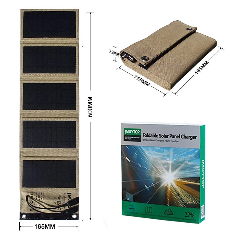 Panneau solaire 5V 15W USB IPX4 pour la randonnée et le camping "JMUYTOP - Solar panel" - Planète Rando