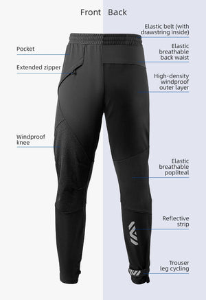 Pantalon de cyclisme thermique polaire coupe - vent pour homme "ROCKBROS - YPK series " - Planète Rando