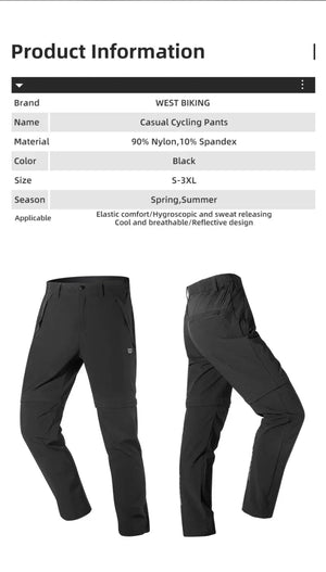 Pantalon / short de randonnée, bikepacking 2 en 1 pour homme "WEST BIKING - YP0203131" - Planète Rando