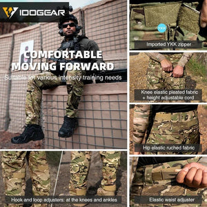 Pantalon tactique en tissu ripstop flexible avec genouillères, multi - poches, pour la randonnée et les activités militaires "IDOGEAR - G5 - 3215" - Planète Rando