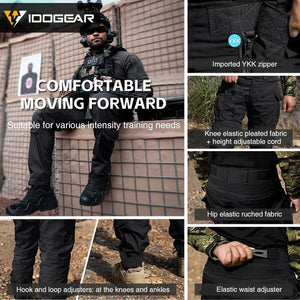 Pantalon tactique en tissu ripstop flexible avec genouillères, multi - poches, pour la randonnée et les activités militaires "IDOGEAR - G5 - 3215" - Planète Rando