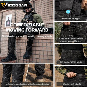 Pantalon tactique en tissu ripstop flexible avec genouillères, multi - poches, pour la randonnée et les activités militaires "IDOGEAR - G5 - 3215" - Planète Rando