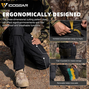Pantalon tactique en tissu ripstop flexible avec genouillères, multi - poches, pour la randonnée et les activités militaires "IDOGEAR - G5 - 3215" - Planète Rando