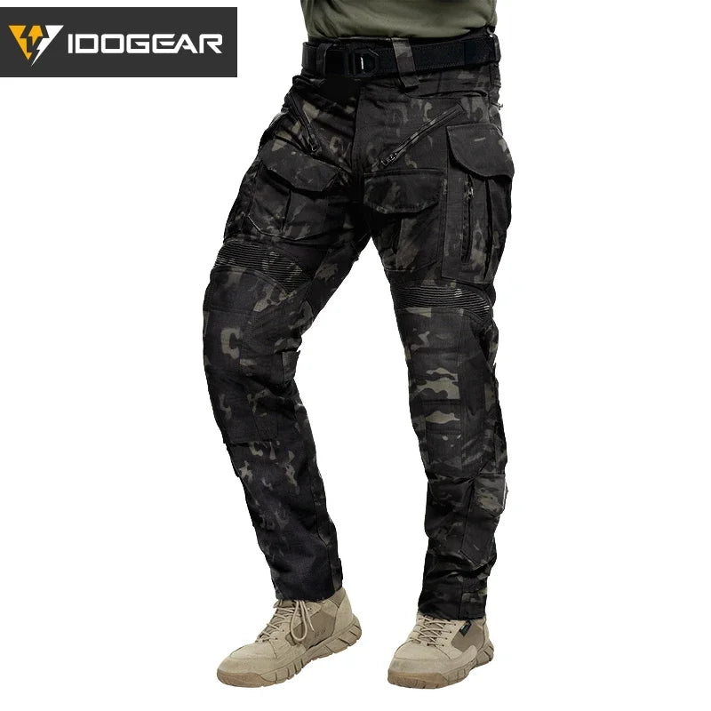 Pantalon tactique en tissu ripstop flexible avec genouillères, multi - poches, pour la randonnée et les activités militaires "IDOGEAR - G5 - 3215" - Planète Rando