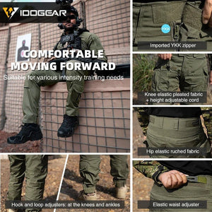 Pantalon tactique en tissu ripstop flexible avec genouillères, multi - poches, pour la randonnée et les activités militaires "IDOGEAR - G5 - 3215" - Planète Rando