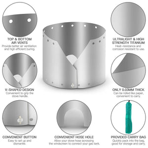 Pare - vent pour réchaud de camping en titane 17g "Xbees - Wind" - Planète Rando