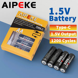Piles rechargeables au lithium USB type - C 1,5 V 3300 mWh "AIPEKE - AA" - Planète Rando