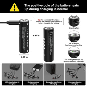 Piles rechargeables au lithium USB type - C 1,5 V 3300 mWh "AIPEKE - AA" - Planète Rando