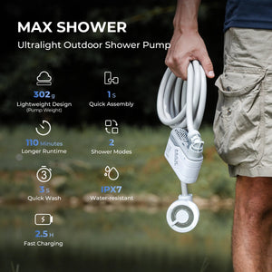 Pompe de douche électrique portable IPX7 étanche "FLEXTAILGEAR - MAX SHOWER" - Planète Rando