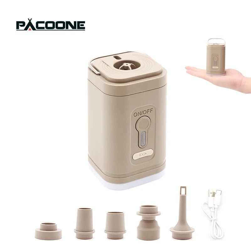 Pompe de gonflage sans fil / mini compresseur avec éclairage LED "PACOONE - Mini Outdoor Air Pump" - Planète Rando