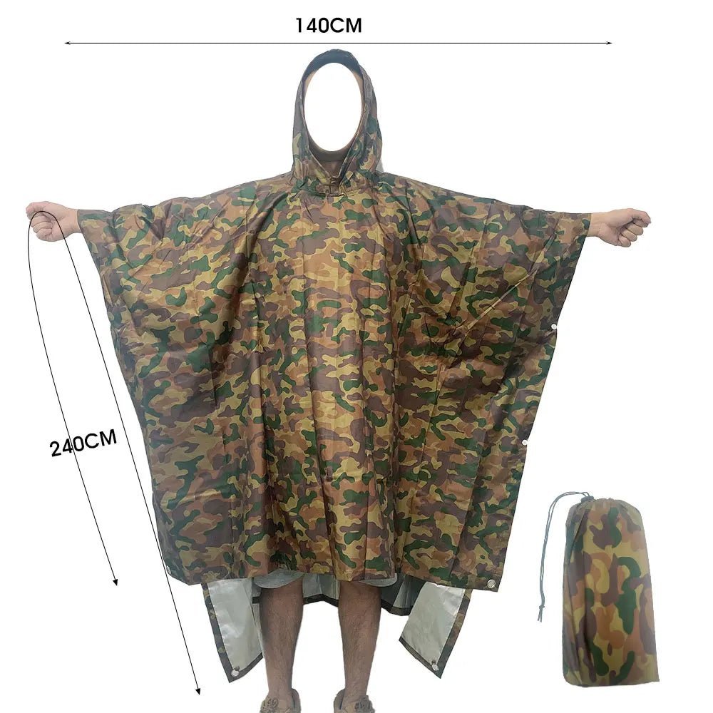 Poncho imperméable / tarp 3 en 1 pour l'extérieur et l'exploration nature "Qupinhui - Rainwear Tactictal" - Planète Rando