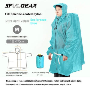 Poncho / tarp imperméable à fermeture éclair ultra - léger "3F UL GEAR - Rain poncho" - Planète Rando
