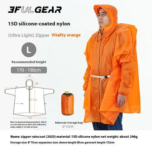 Poncho / tarp imperméable à fermeture éclair ultra - léger "3F UL GEAR - Rain poncho" - Planète Rando