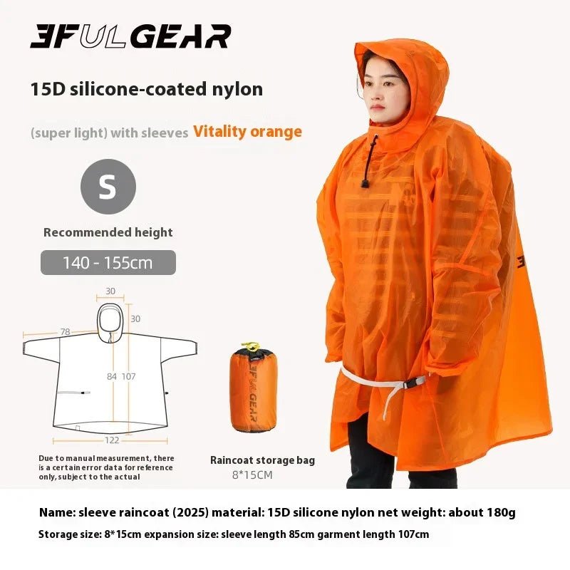 Poncho / tarp imperméable à fermeture éclair ultra - léger "3F UL GEAR - Rain poncho" - Planète Rando