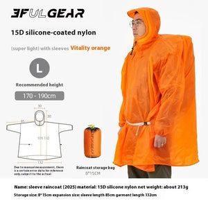Poncho / tarp imperméable à fermeture éclair ultra - léger "3F UL GEAR - Rain poncho" - Planète Rando