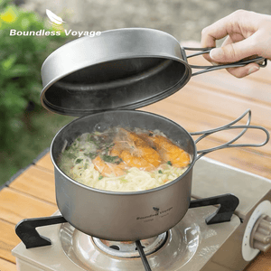Popote camping / ensemble de casseroles avec poignées pliantes 180g "Boundless Voyage - Ti2042C" - Planète Rando