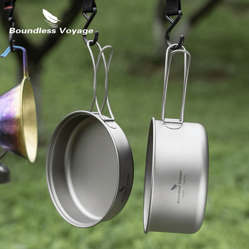 Popote camping / ensemble de casseroles avec poignées pliantes 180g "Boundless Voyage - Ti2042C" - Planète Rando