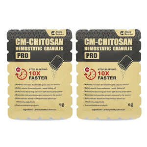 Poudre hémostatique granulaire / pansement pour plaies pour un contrôle rapide des saignements au chitosane 6 g/15 g "RHINO RESCUE - Granulés hémostatiques" - Planète Rando