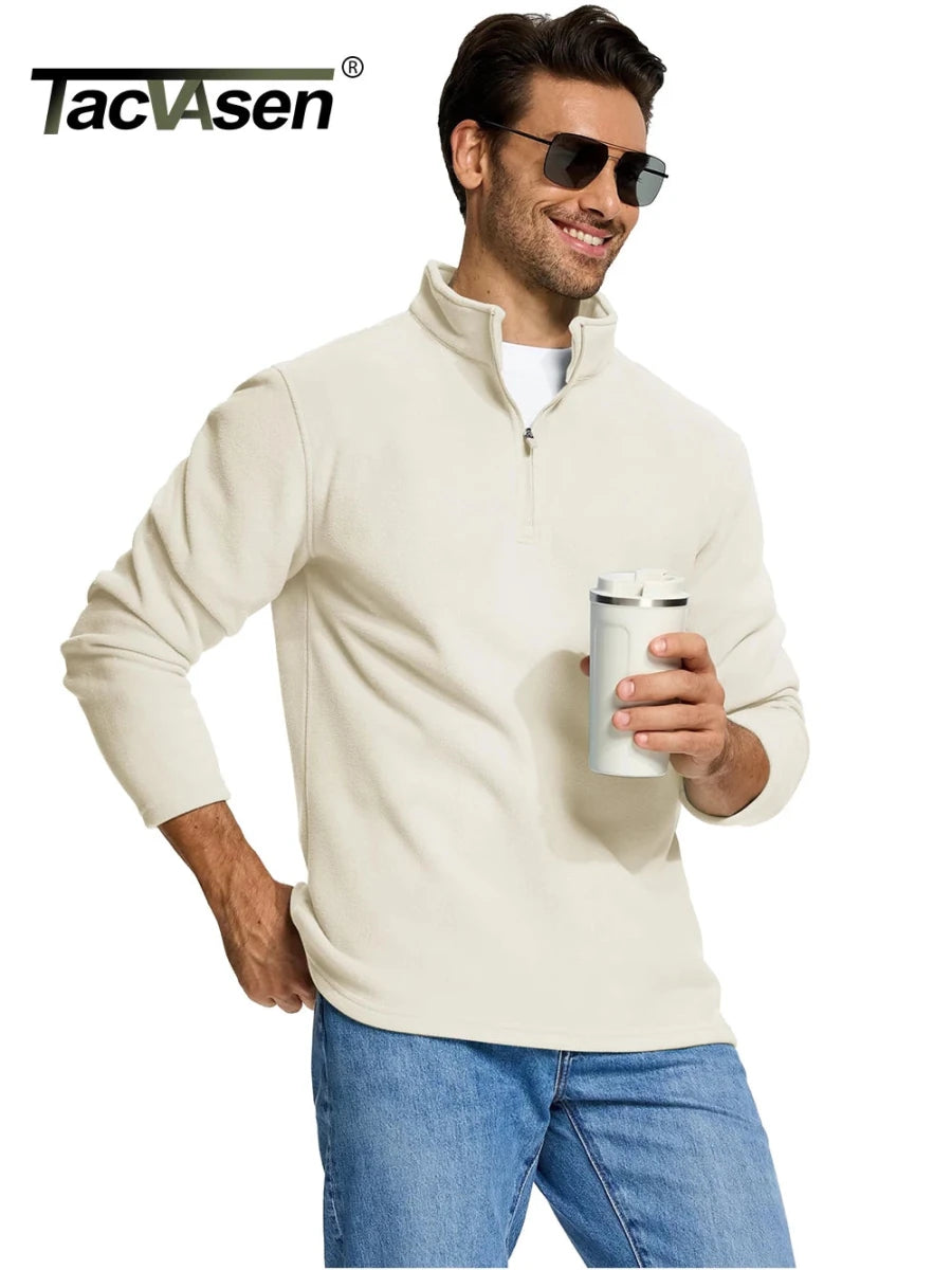Pull thermique / sweat-shirt polaire à col zippé 1/4 pour homme "TACVASEN - TJ642" - Planète Rando
