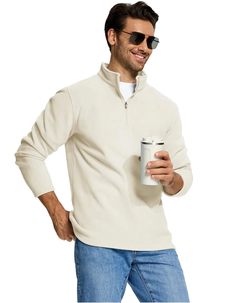 Pull thermique / sweat-shirt polaire à col zippé 1/4 pour homme "TACVASEN - TJ642" - Planète Rando