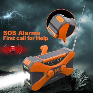Radio d'urgence à manivelle AM/FM/NOAA avec chargeur de téléphone portable et lampe torche LED 10 000 mAh "Emergency Radio - EM01" - Planète Rando