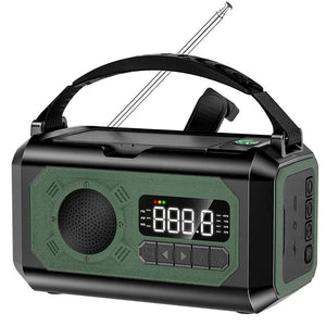 Radio d'urgence AM/FM portable avec éclairage LED 12 000 mAh, rechargeable USB, panneaux solaire et manivelle "ALLOYSEED - H17" - Planète Rando
