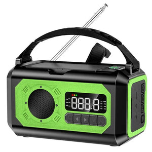 Radio d'urgence AM/FM portable avec éclairage LED 12 000 mAh, rechargeable USB, panneaux solaire et manivelle "ALLOYSEED - H17" - Planète Rando