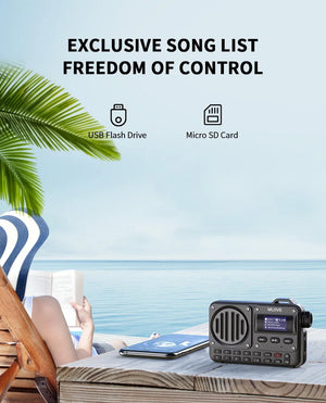 Radio portable de secours FM avec haut - parleur Bluetooth avec écran LCD, antenne, entrée AUX, lecteur MP3 "MLOVE - BV800" - Planète Rando