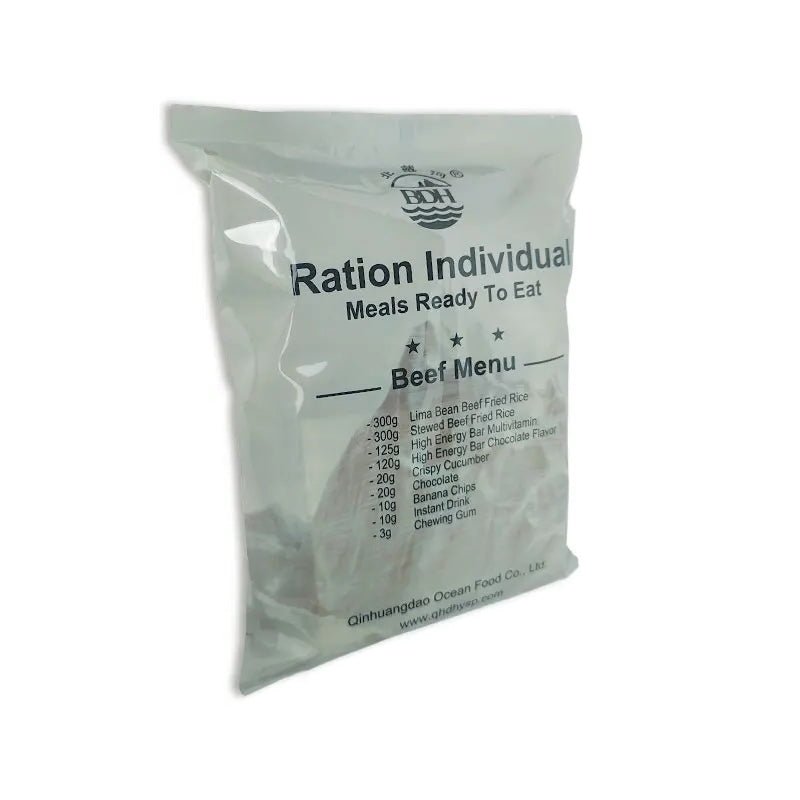 Ration alimentaire 24h opérationnelle 2817 Kcal longue conservation 5 ans "BDH - MRE Beef Menu" - Planète Rando