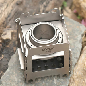Réchaud à bois pliable en titane avec mini - réchaud à alcool "Lixada - Wood Titanium Stove" - Planète Rando