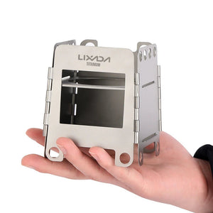 Réchaud à bois pliable en titane avec mini - réchaud à alcool "Lixada - Wood Titanium Stove" - Planète Rando