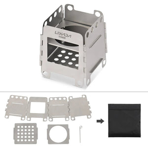 Réchaud à bois pliable en titane avec mini - réchaud à alcool "Lixada - Wood Titanium Stove" - Planète Rando