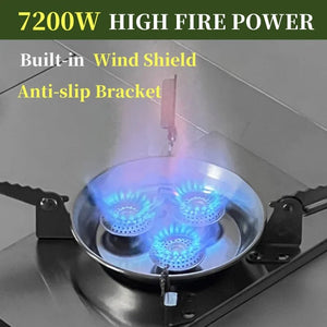 Réchaud à gaz / brûleur à gaz 7200 W haute puissance en acier inoxydable pour table pliable de camping IGT "Tryhomy - IGT Gas Stove" - Planète Rando