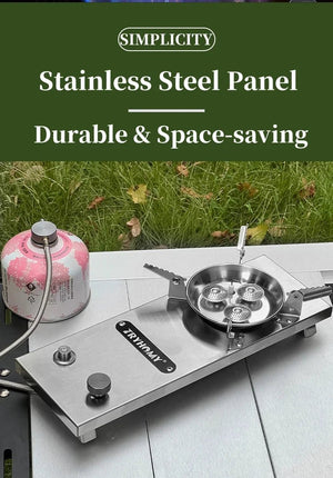 Réchaud à gaz / brûleur à gaz 7200 W haute puissance en acier inoxydable pour table pliable de camping IGT "Tryhomy - IGT Gas Stove" - Planète Rando