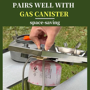 Réchaud à gaz / brûleur à gaz 7200 W haute puissance en acier inoxydable pour table pliable de camping IGT "Tryhomy - IGT Gas Stove" - Planète Rando