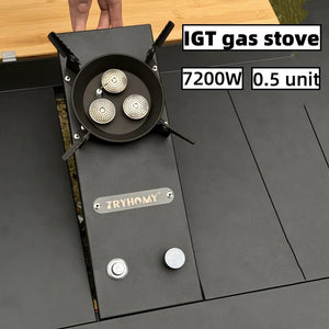 Réchaud à gaz / brûleur à gaz 7200 W haute puissance en acier inoxydable pour table pliable de camping IGT "Tryhomy - IGT Gas Stove" - Planète Rando