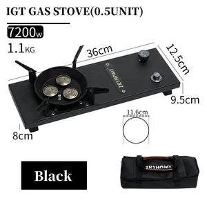 Réchaud à gaz / brûleur à gaz 7200 W haute puissance en acier inoxydable pour table pliable de camping IGT "Tryhomy - IGT Gas Stove" - Planète Rando