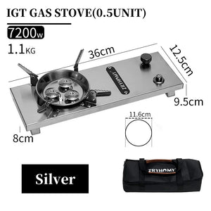 Réchaud à gaz / brûleur à gaz 7200 W haute puissance en acier inoxydable pour table pliable de camping IGT "Tryhomy - IGT Gas Stove" - Planète Rando