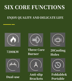 Réchaud à gaz / brûleur à gaz 7200 W haute puissance en acier inoxydable pour table pliable de camping IGT "Tryhomy - IGT Gas Stove" - Planète Rando
