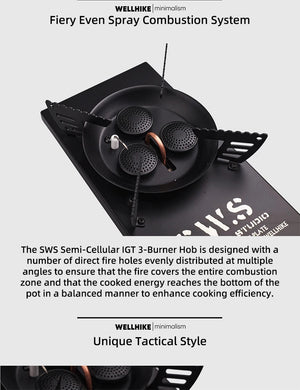 Réchaud de camping multifonctionnel pour table IGT à trois brûleurs 7500W "WELLHIKE - SWS IGNITE07" - Planète Rando