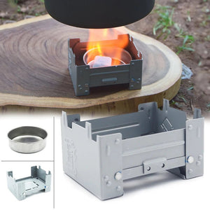 Réchaud de camping pliable à alcool et portable en fer galvanisé "Globe trotter - Portable alcohol Burner" - Planète Rando
