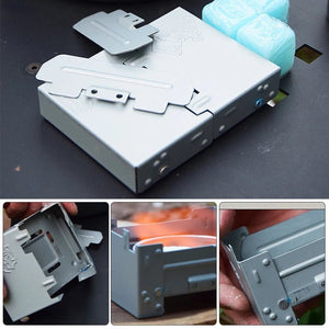 Réchaud de camping pliable à alcool et portable en fer galvanisé "Globe trotter - Portable alcohol Burner" - Planète Rando