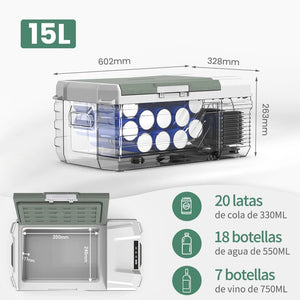 Réfrigérateur portable pour voiture, mini - réfrigérateur - congélateur 12 V CC, 100 - 240 V CA " Alpicool - NL15 15L" - Planète Rando