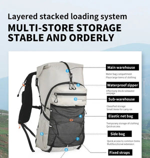 Sac à dos de randonnée / trail ultralight avec housse imperméable 800g "Outdoor Inoxto - Tellus 30L" - Planète Rando