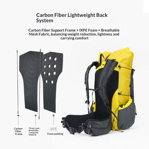 Sac à dos de randonnée ultraléger en tissu imperméable UHMWPE 700g "3F UL GEAR - TUTOR 30+10L" - Planète Rando