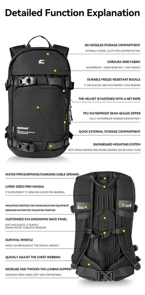 Sac à dos de ski multifonctionnel avec technologie Cordura & Snow Field Armor 15L "COPOZZ - HXB - 250001" - Planète Rando