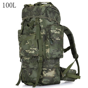 Sac à dos tactique avec housse de pluie 100L résistant 900D "L&Q Army - BL023" - Planète Rando